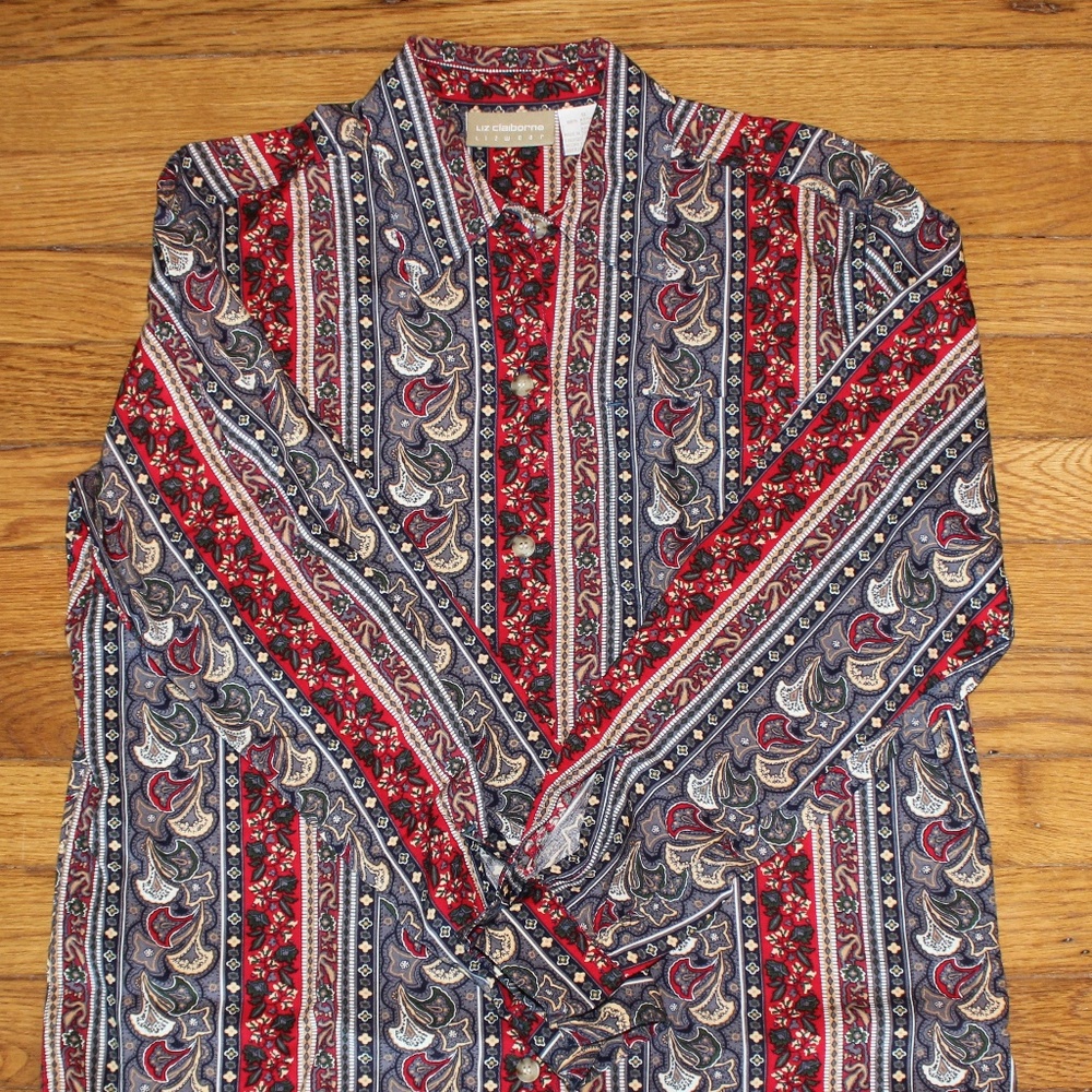 Liz Claiborne Lizwear colorful blouse size Small
